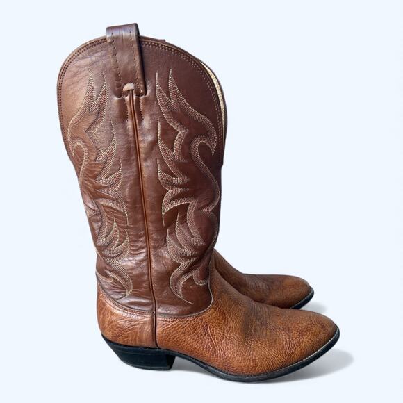 Nocona Men’s Western Cowboy Boots Brown Leather Classic Stitching 786550 Size  9 - Picture 11 of 15